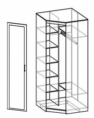 Шкаф угловой "Оливия" (Анкор темный/Анкор белый/Зеркало) D/Vn - 3