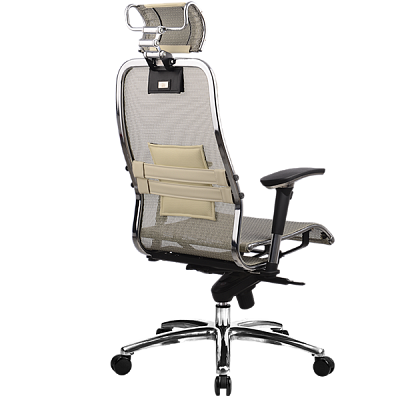 Кресло fold "Нэо" (Сетчатая ткань Бежевая/Кожа NewLeather Бежевая/Хром)-Mt/S-3.02 - 3