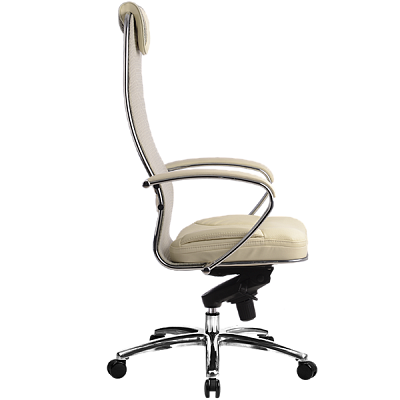 Кресло slim plus "Нэо"  (Сетчатая ткань Бежевая/Кожа NewLeather Бежевая/Хром)-Mt/SL-1.02 - 2