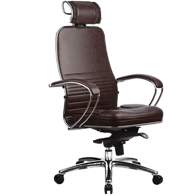 Кресло comfort  plus "Нэо" (Кожа NewLeather Темно-коричневая/Хром)-Mt/KL-2.02 - 1