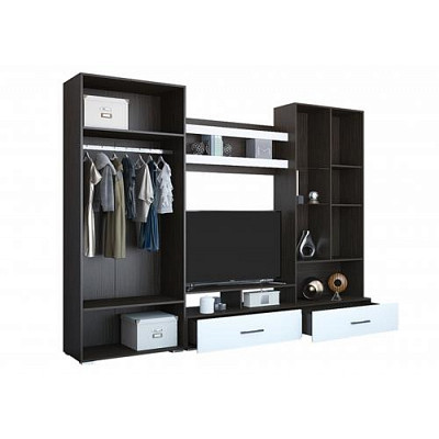 Гостиная 2,8 "Милена" (МДФ) (Венге/Белый глянец) /Gnt/Нс1 - 2