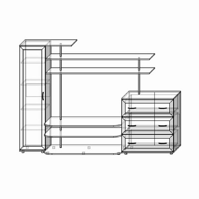 Гостиная 2,4  "Лаворо" (Орех итальянский/Стекло) EsandwichAМ-А4 - 2