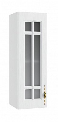 Шкаф высокий 300"Лорен" (МДФ) (Белый/Стекло) /DSV/Gr/ВПС300 - 1
