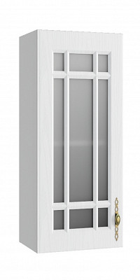 Шкаф высокий 400"Лорен" (МДФ) (Белый/Стекло) /DSV/Gr/ВПС400 - 1