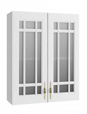 Шкаф высокий 800"Лорен" (МДФ) (Белый/Стекло) /DSV/Gr/ВПС800 - 1