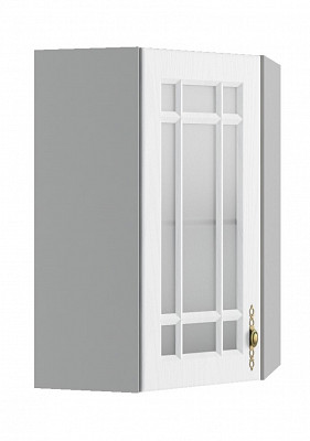 Шкаф высокий угловой 550"Лорен" (МДФ) (Белый/Стекло) /DSV/Gr/ВПУС550 - 1