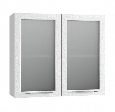 Шкаф 800 "Лакрима" (МДФ металлик) (Белый/Стекло) /DSV/Olv/ПС800 - 1