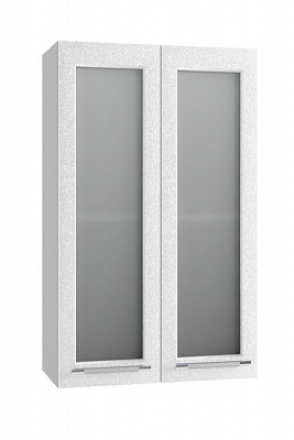 Шкаф высокий 600"Лакрима" (МДФ металлик) (Белый/Стекло) /DSV/Olv/ВПС600 - 1