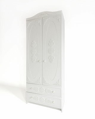 Шкаф 2-х дверн. "Бонни" (МДФ) (Белый/Белое дерево)/DSV/КК/ШД 900.1 - 1