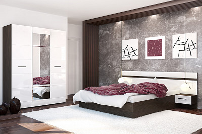 Шкаф 3-х дв. 1,5 "Милена" (МДФ) (Венге/Белый глянец/Зеркало) /Gnt/Нс - 4