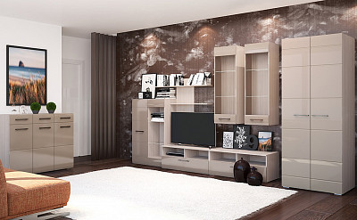 Стеллаж 0,8   "Милена" (МДФ) (Ясень/Какао перламутр глянец) /Gnt/Нс - 3