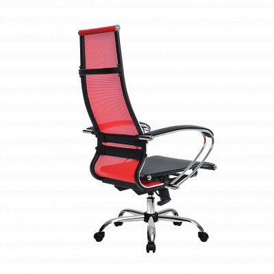 Кресло №7 "Скай" (Ткань-сетка Красная/Ткань-сетка Черная/Хром)-Mt//SU-1-BK - 3