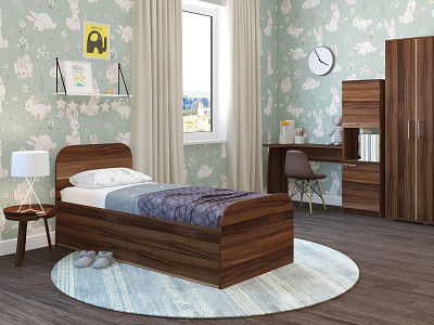 Кровать 800 "Лаворо" (Слива валлис/Слива валлис) D_Isl - 2