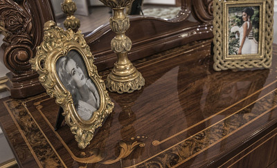 Шкаф 2-х дв. (штанга)"Клео" (МДФ) (Караваджо глянец/Зеркало/Патина/Шелкография/Лак) UgPt - 3