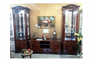 Гостиная "Виктория" (МДФ) (Орех глянец/Шелкография/Стекло) Dm/Rz - 3