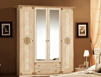 Спальный гарнитур 6 предм. "Севилья" (МДФ) (Бежевый глянец/Шелкография) Dm/Rm - 4