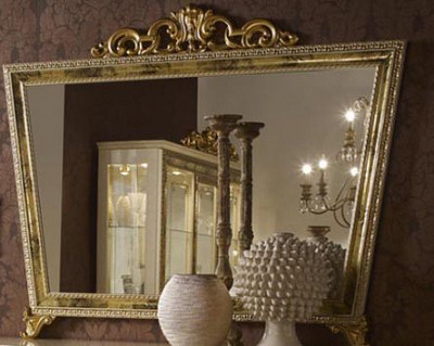 Зеркало "Версаль" (МДФ) (Бежевый глянец/Золото) Dm/Kt