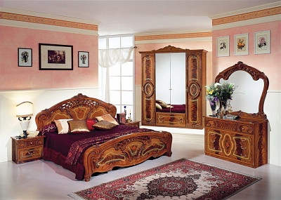 Тумба прикроватная "Виктория" (МДФ) (Орех глянец/Шелкография) Dm/Rz - 2