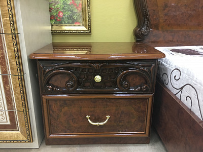 Тумба прикроватная "Виктория" (МДФ) (Орех глянец/Шелкография) Dm/Rz - 3