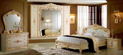 Тумба прикроватная "Тоскана" (МДФ) (Бежевый  глянец/Шелкография) Dm/Dn - 2