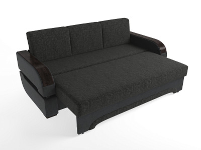 Диван-еврокнижка Диего (Рогожка Savana Grey (AT)/Иск.кожа Mercury Grey 722 W (AT)/Рогожка Savana Grey (AT)/МДФ Венге - 2