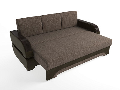 Диван-еврокнижка Диего (Рогожка Savana Hazel (AT)/Иск.кожа Mercury Cocoa 525 (AT)/Рогожка Savana Hazel (AT)/МДФ Венге - 2