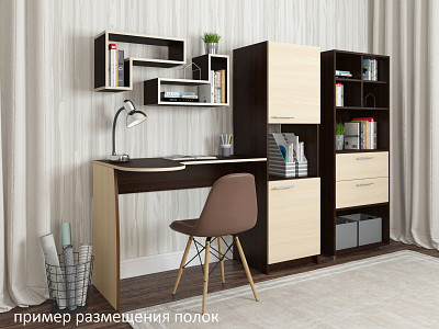 Полка навесная L "Лаворо" (Анкор белый/Пинк) D_Fh - 3