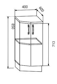 Столешница 400 торцевая левая "Йорк" (Антарес) /DSV - 2