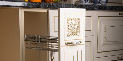 Кухня 3,2 "Джемма" (Бежевый/Золото/Кастилло темн.) (МДФ/Лак) /Sk/Pg - 4