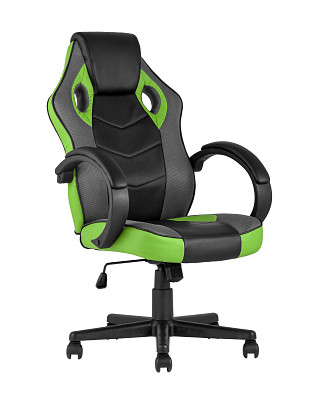 Кресло игровое  "Sprinter" (Иск.кожа Черная/Зеленая/Ткань-сетка Серая)/SG/Spr - 1