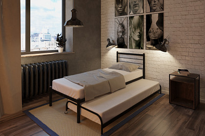 Блок выкатной для кровати 800 "Ларго"(Металл Черная шагрень)-MS/Вкт - 2