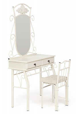 Стол косметический со стулом "Кайди" (Металл Белый/Дерево цвет Белый) Tch/10392 - 1