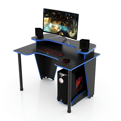 Надставка для комп.стола L "Страйк" (Черный/Синий) Tch/13898 - 2