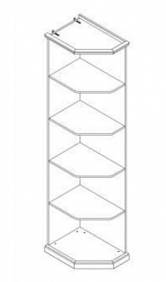 Стеллаж торц. левый 45 "Лейла" (Белый матовый) (МДФ/Патина/Лак) UgMh - 1