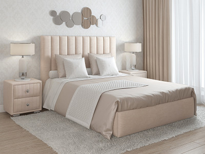 Кровать 200 мягк. Vitorio (Велюр Opera Bone (AT) - 2