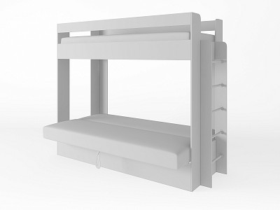 Кровать двухъярусная с диваном "Лаворо" (Белый/Анкор белый/Велюр Vital Blue (AT)) D - 2