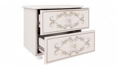 Тумба прикроватная "Кэролайн" (МДФ)  (Вудлайн кремовый/Сандал белый/Патина) -Ол/Крл - 2
