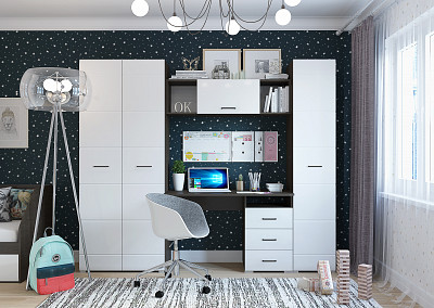 Полка 1,2 "Милена" (МДФ) (Венге/Белый глянец) /Gnt/Нс - 2