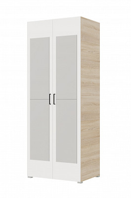 Шкаф 2х дверн. 1,0 "Balance" (Сонома/Белый/Зеркало) /Gnt - 1