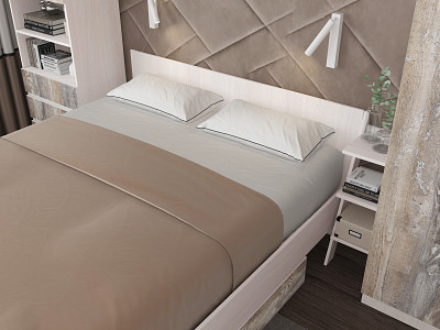 Спальный гарнитур 5 предм. 3200*2410 "Depo apart" (Анкор белый/Бетон пайн экзотик) D_Dp - 4