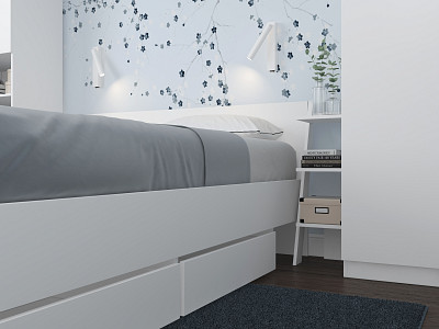 Спальный гарнитур 5 предм. 3200*2410 "Depo apart" (Белый) D_Dp - 3