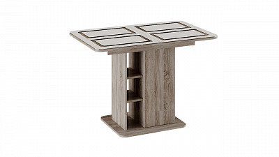 Стол раздвижной "Berta" (Дуб Сонома трюфель/Стекло бежевое с рисунком) -Tr-Мнх - 3