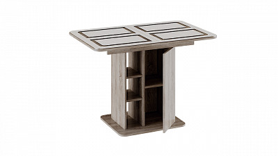 Стол раздвижной "Berta" (Дуб Сонома трюфель/Стекло бежевое с рисунком) -Tr-Мнх - 4