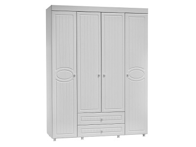 Шкаф 4х дверн. (560) с ящ. "Леон"(МДФ)(Белый/Белое дерево)/Vs/МН-62 - 4