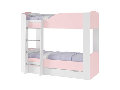 Кровать двухъярусная с ящиком color "Лаворо" (Белый/Розовый кварц) D_L2/L - 1