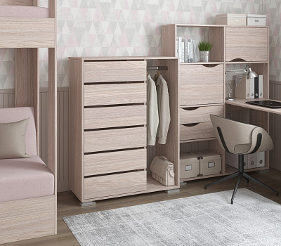 Комод-шкаф высокий лев. "Лаворо" (Анкор светлый) D_Np