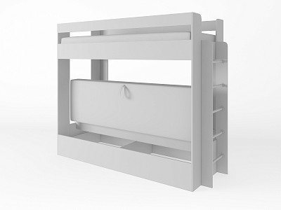 Кровать двухъярусная с диваном "Лаворо" (Анкор белый/Принт Strunk 3 (Bt)) D - 3