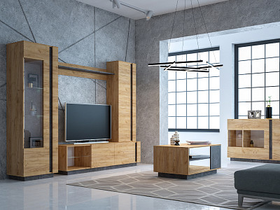 Стол журнальный  "Грант"(Дуб Крафт золотой/Камень тёмный)/Mb/Arch_12.01 - 2