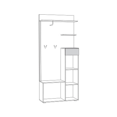 Прихожая "Лесли"(МДФ)(Дуб Крафт серый/Белый глянец)/Mb/Ln_10.16Н - 2