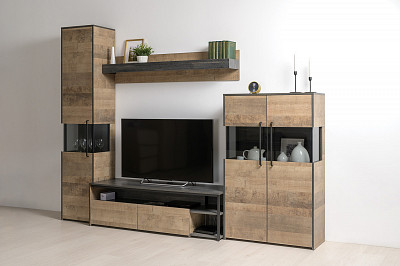 Пенал 0,45 "Тэйлор"(Дуб Гранж Песочный/Интра/Стекло тонир.)/Mb/Trv_13.205 - 3